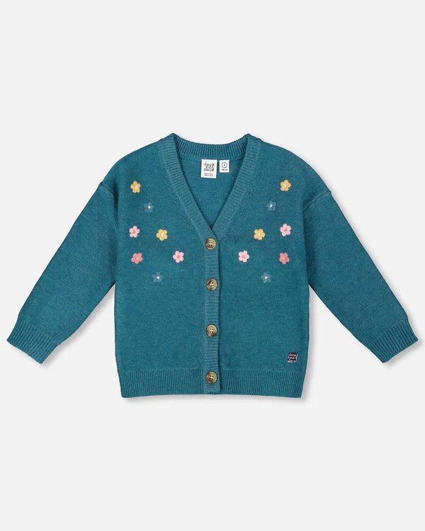 Deux Par Deux Knitted Cardigan - Jasper Green