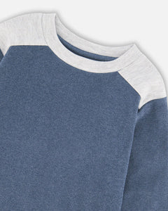 Deux Par Deux Long Sleeve Top - Navy Blue
