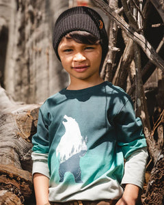 Deux Par Deux Long Sleeve Tee - Bottle Green Gradient