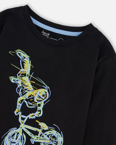 Deux Par Deux Long Sleeve Tee - Anthracite Black