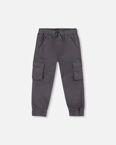 Deux Par Deux Cargo Pocket Joggers - Dark Grey Blue