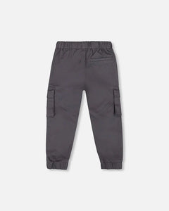 Deux Par Deux Cargo Pocket Joggers - Dark Grey Blue