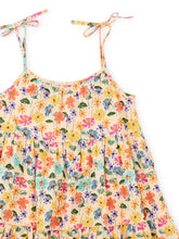 Load image into Gallery viewer, Tea Collection Tie Shoulder Tiered Dress- Sketched Wild Flowers
