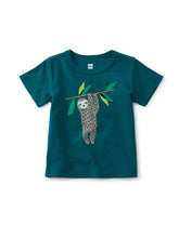 Load image into Gallery viewer, Tea Collection Hangin&#39; Sloth Baby Tee Graphic- Scuba
