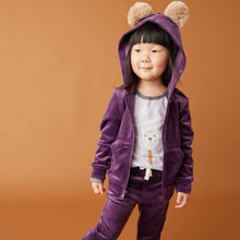 Load image into Gallery viewer, Tea Collection Pom Ear Velour Hoodie - Purple Punch
