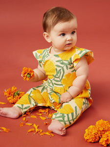 Tea Collection Tulip Sleeve Baby Romper- Marigold