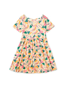 Tea Collection Short Sleeve Ballet Dress- Parrot Polka