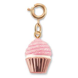 Charm It-  Gold Pink Glitter Cupcake