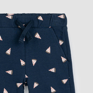 Miles The Label- Pizza Print on Navy Terry Shorts