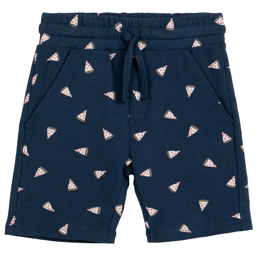 Miles The Label- Pizza Print on Navy Terry Shorts