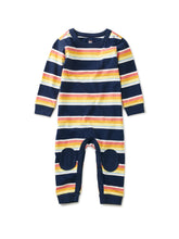 Load image into Gallery viewer, Tea Collection Baby Striped Knee Patch Romper - Whale Blue
