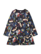 Load image into Gallery viewer, Tea Collection Long Sleeve Ruffle Hem Dress - Nordic Blooms
