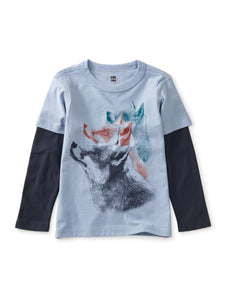 Tea Collection Layered Long Sleeve Graphic Tee - Fox Faces