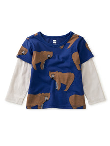 Tea Collection Baby Layered Long Sleeve Graphic Tee - Bear Lair