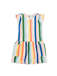 Tea Collection Flutter Sleeve Pocket Dress- Lisbon Stripe