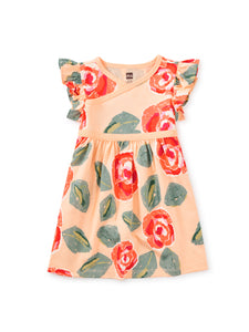 Tea Collection Wrap Neck Baby Dress - Classic Rose