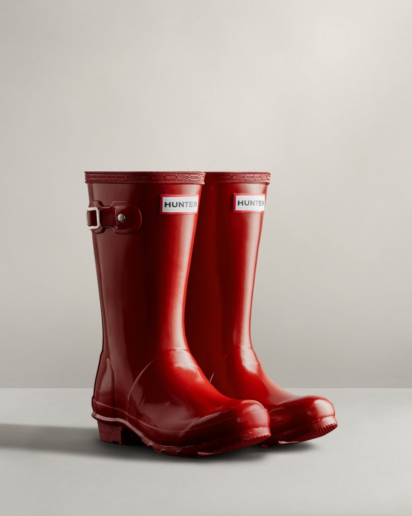 Hunter Original Kids Gloss Rain Boot - Military Red