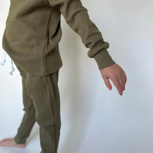 Lee and Bee Waffle Jogger- Olive