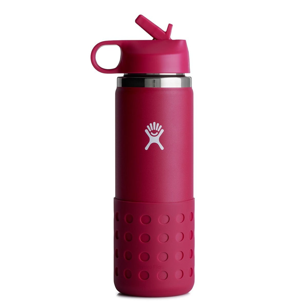 Hydro Flask 20 oz Kids Wide Mouth Water Bottle with Straw Lid Peony