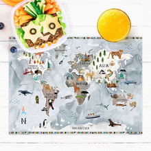 Load image into Gallery viewer, Oopsy Daisy Placemat- Watercolour World Map
